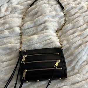 Rebecca Minkoff Zipper Crossbody in Black Leather